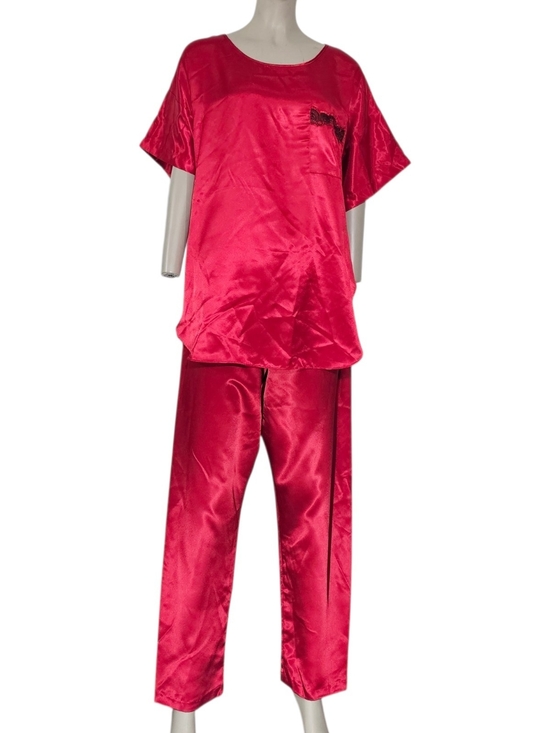 Califomia Dynastye Other - Califomia Dynastye Satin Two-Piece Lounge Set in Fuchsia